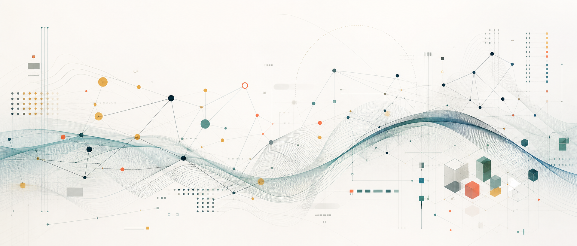 Abstract visualization of computer science research with networks and data nodes